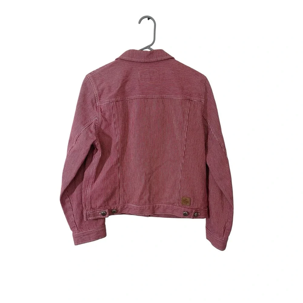 Vintage Ralph Lauren Red Railroad Stripe Denim‎ Jacket Medium Workwear Y2K - Picture 2 of 7